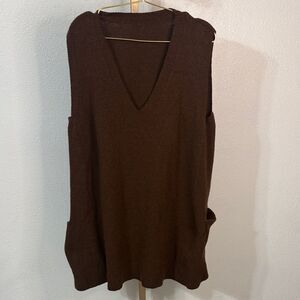 Brown V-Neck Sleeveless Sweater dress- Size XL